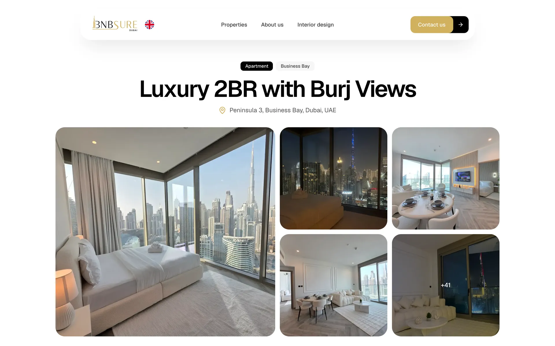 Page du site Bnbsure