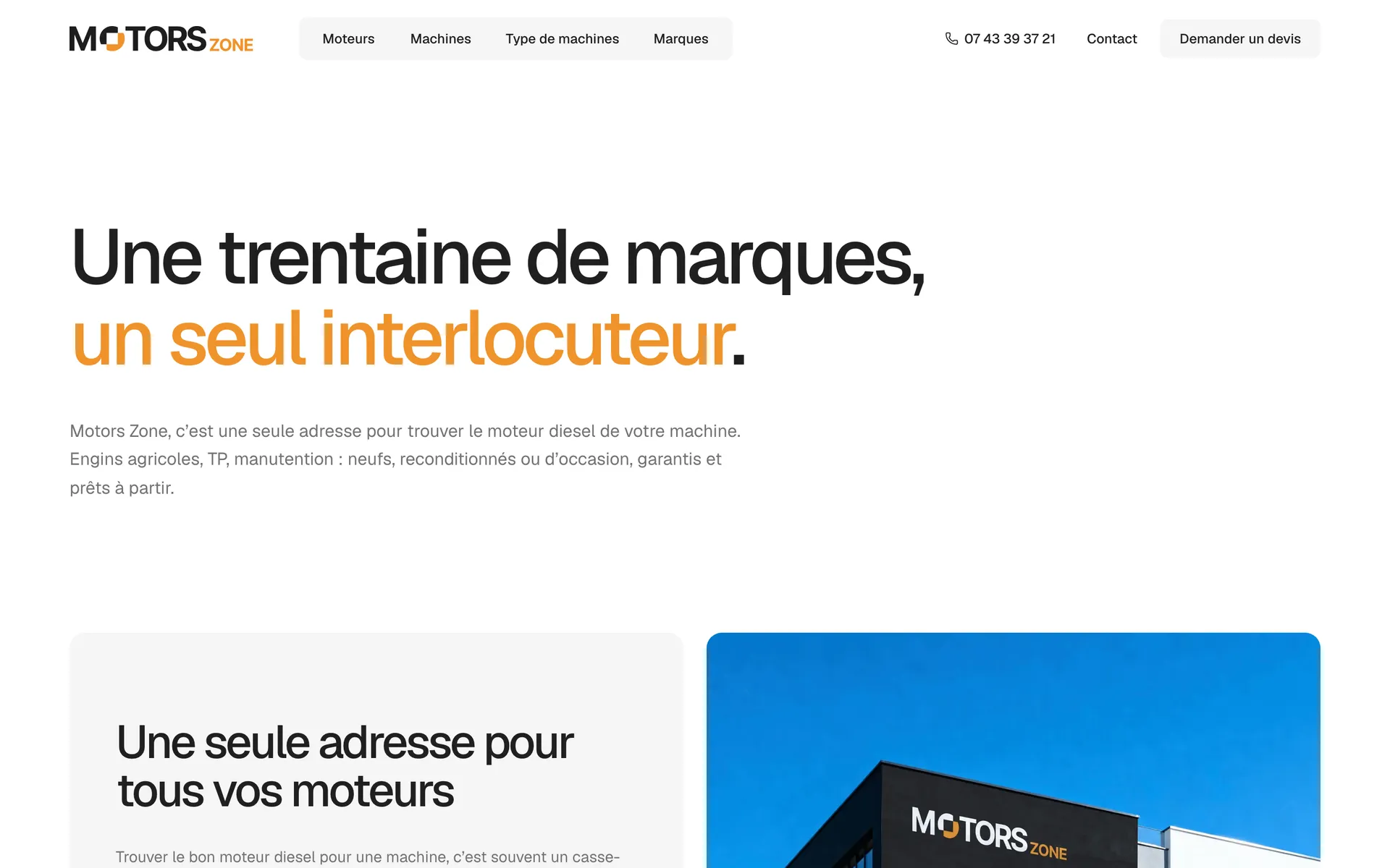 Page du site Motors Zone