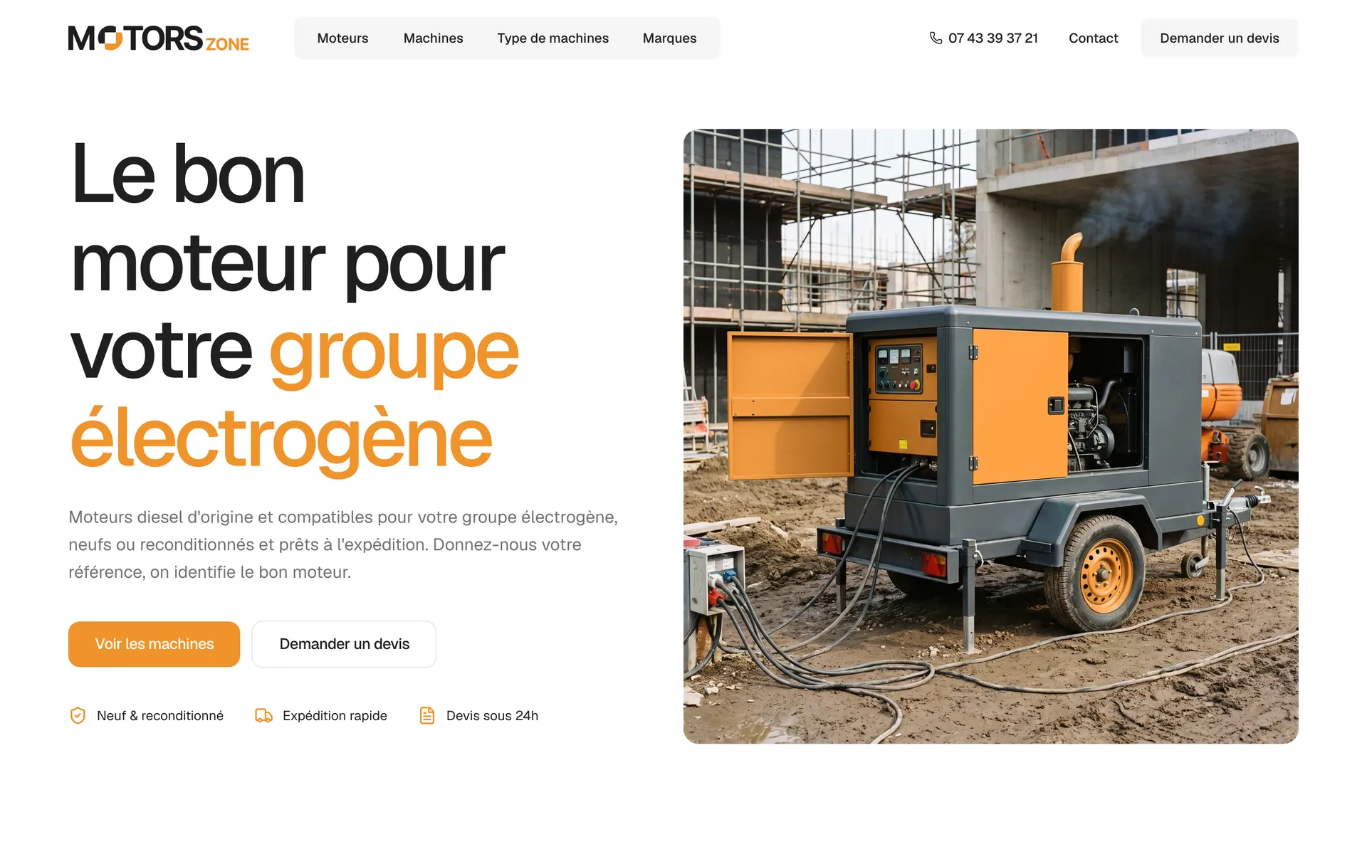 Page du site Motors Zone