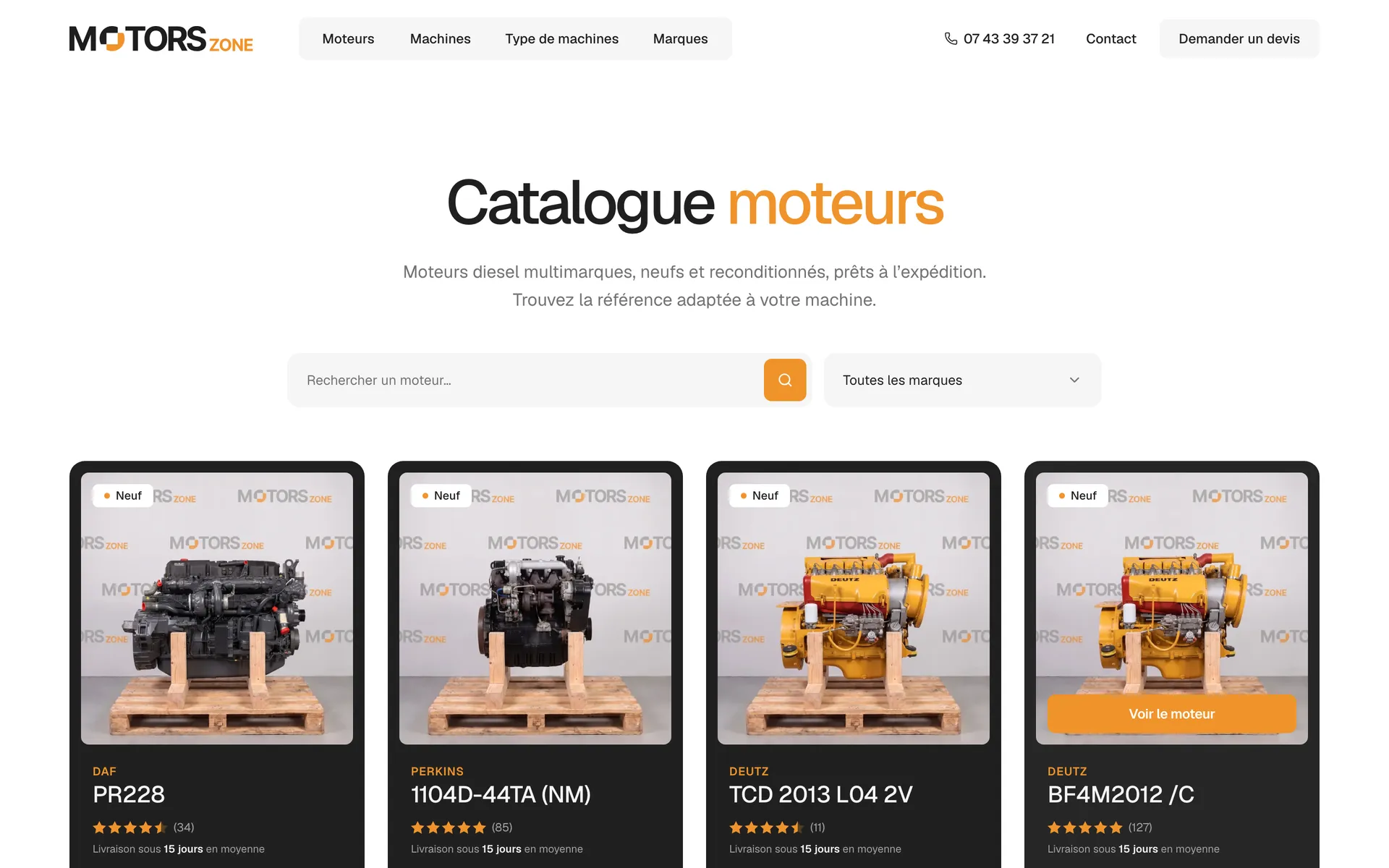 Page du site Motors Zone