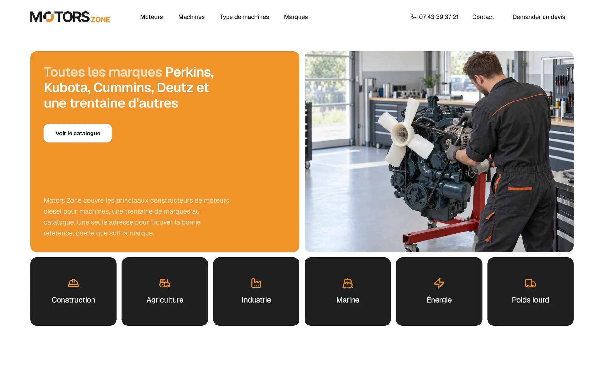 Page du site Motors Zone