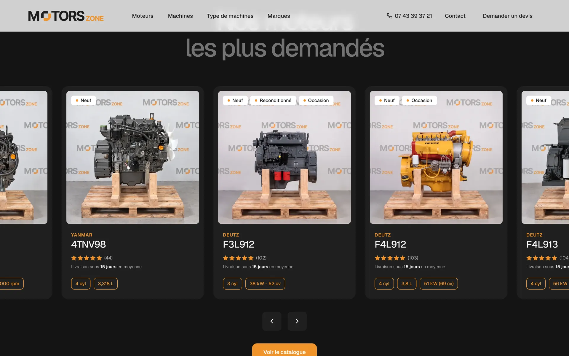 Page du site Motors Zone