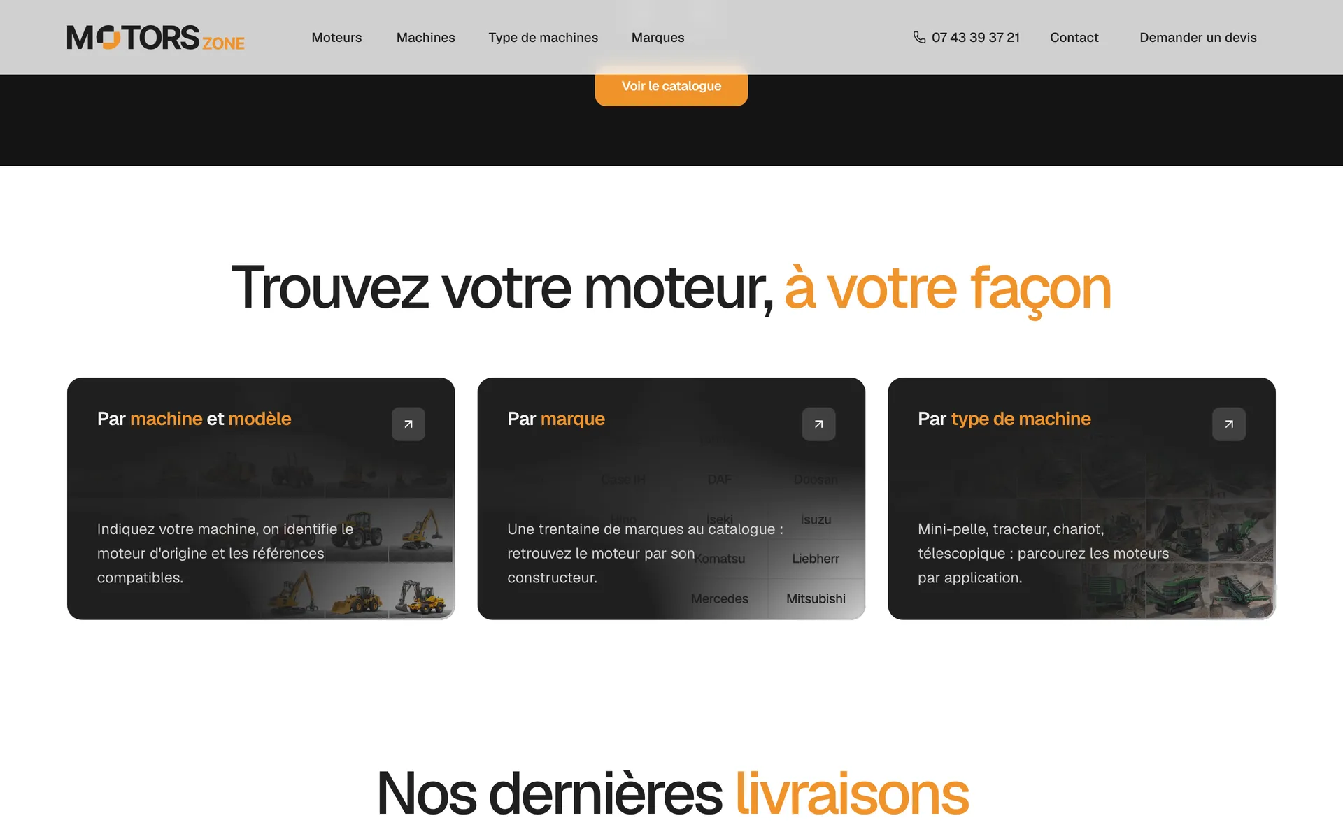Page du site Motors Zone