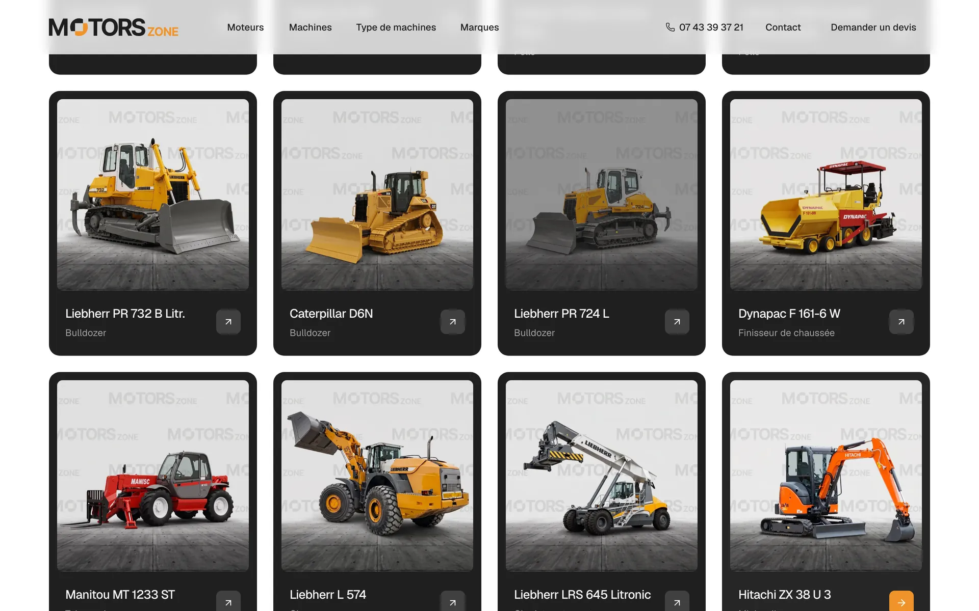 Page du site Motors Zone
