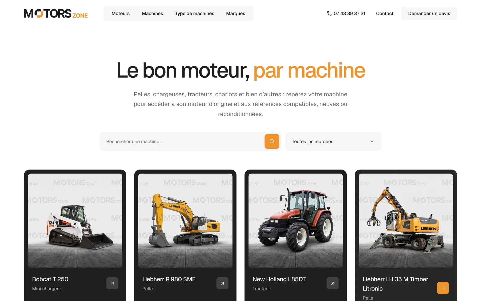 Page du site Motors Zone