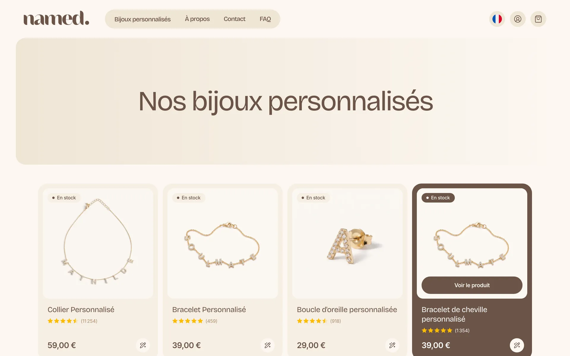 Named Jewellery 网站页面