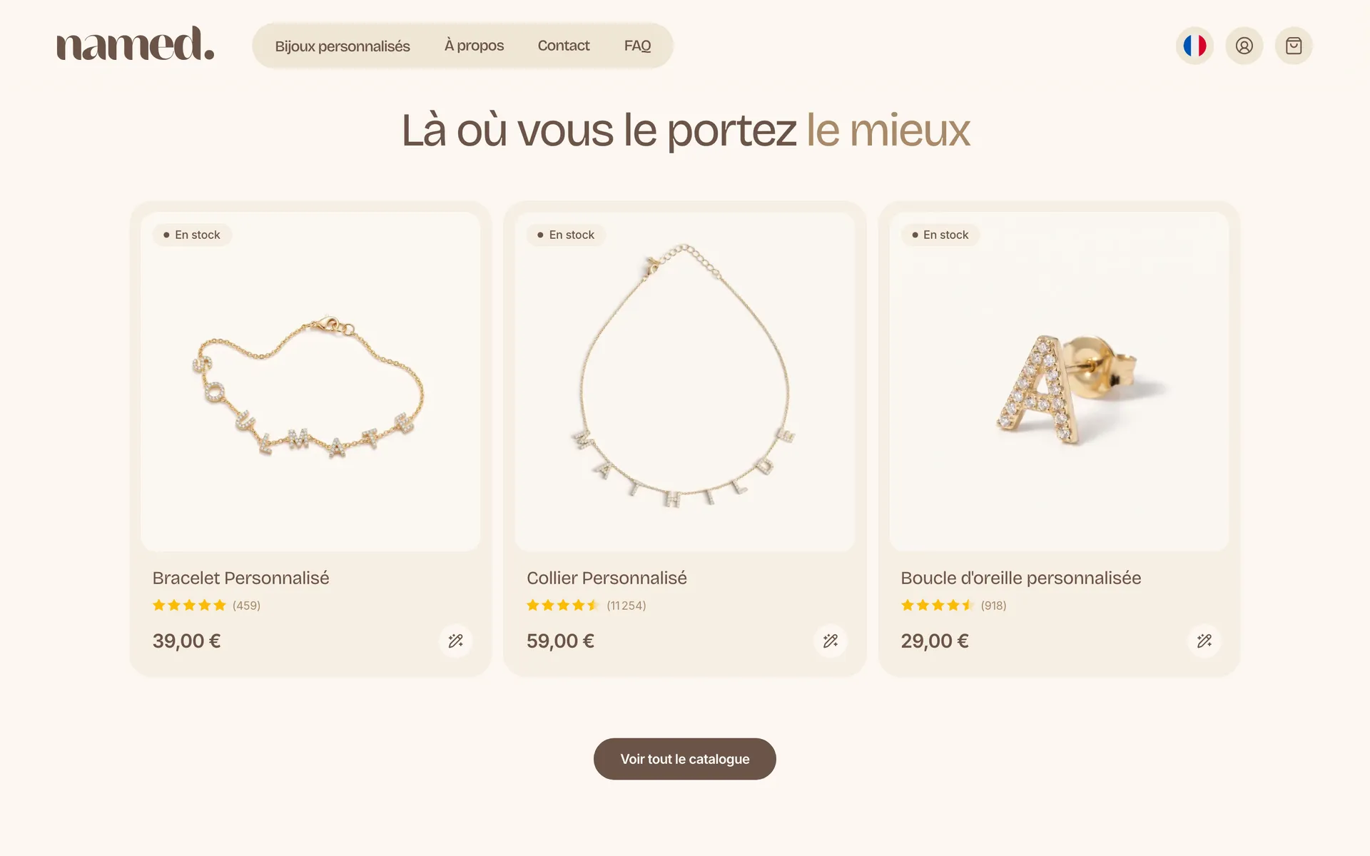 Named Jewellery 网站页面
